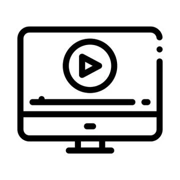 Watch movie on computer icon vector outline illustration Ilustración de archivo