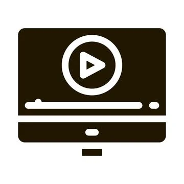 Watch movie on computer icon Vector Glyph Illustration イラスト素材