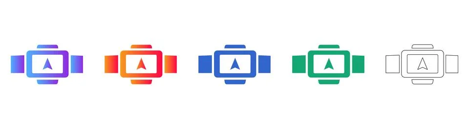 Watch Navigation Compass Icon Collection Stock Illustration