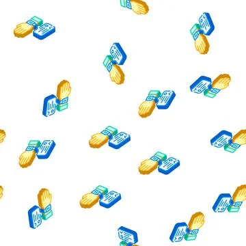 Watch notification isometric icon seamless pattern 库存插图