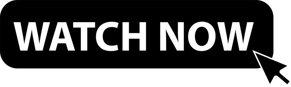 Watch now button with cursor icon on white background. Pointer click sign. Illustrazione stock