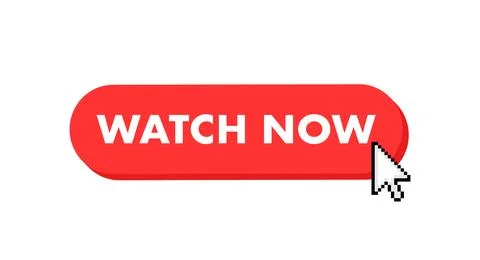 Watch now button with cursor. Pointer click. Vector web button. Stock Illustration