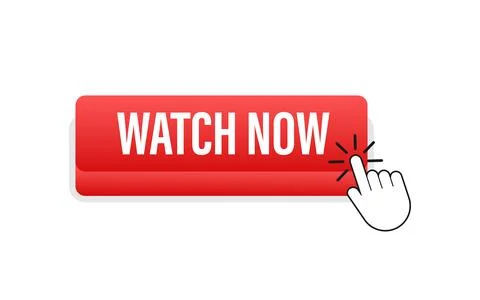 Watch now button in flat style on white background. Isolated vector illustration Stockillustratie