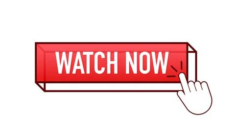 Watch now button in flat style on white background. Isolated vector illustration Stock Illustration