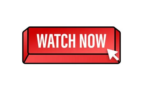 Watch now button in flat style on white background. Isolated vector illustration Stockillustratie