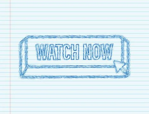 Watch now button in sketch style on white background. Isolated vector Stock-Illustration