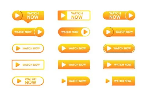 Watch Now Button. Video Play icon. Web media. Online translation. Vector Illustrazione stock