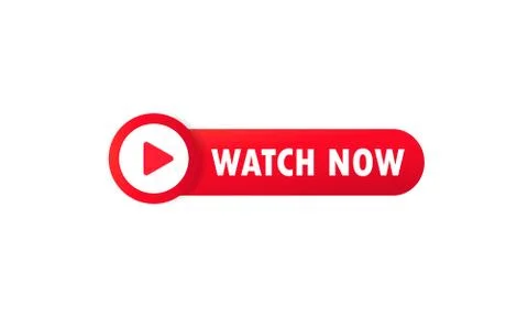 Watch now button. For website, media player, banner and app. Vector on isolat Stock Illustration