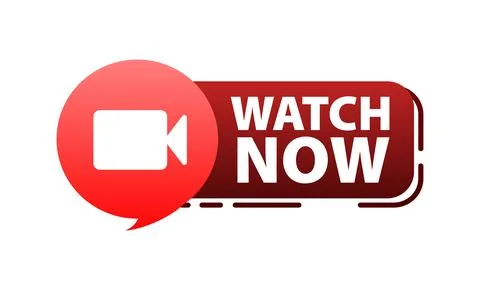 Watch now label. Video Play Button. Online translation Иллюстрация