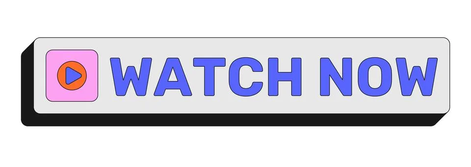 Watch now rectangular UI web button Stock Illustration
