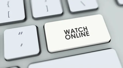 Watch Online button on computer keyboard. Key is pressed Stock Footage 35646136