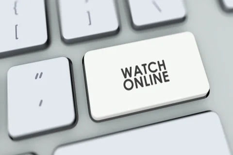 Watch Online button on computer keyboard. Key is pressed, click for HD Stock Footage 35648778