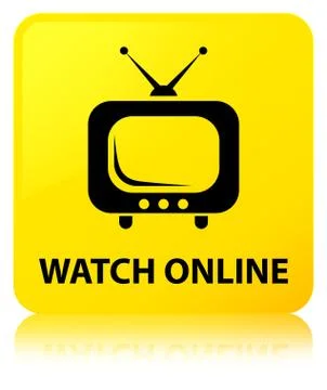 Watch online yellow square button Stock Illustration
