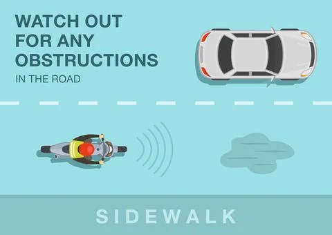 Watch out for any obstructions in the road. Top view of a biker on the city road Stock Illustration