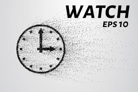 Watch from particles. Watch consists of circles and points. Vector illustrati Stock Illustration