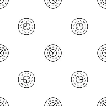 Watch pattern seamless black Stock Illustration