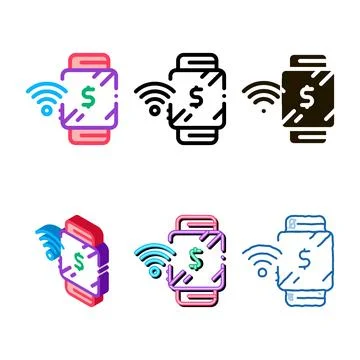 Watch pay pass icon vector range outline Stock Illustration