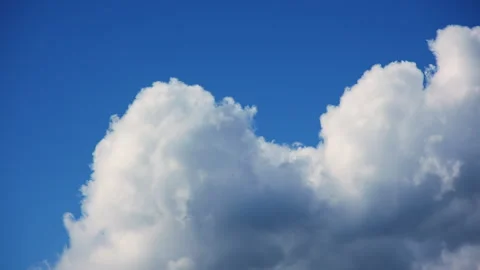 Watch as the peaceful white feather cloud drifts across a stunning blue sky in a Stock Footage 241284846