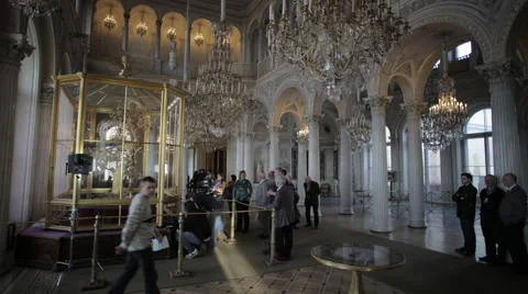 Watch peacock in the Hermitage, Time-laps, 2K. Stock Footage 49360076