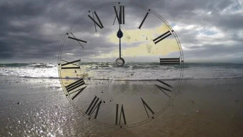 Watch quickly go. Time Lapse Clock. Sea Timelaps. Stock Photos