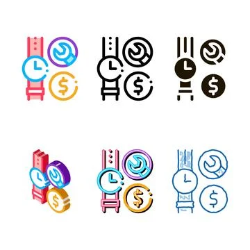Watch repair cost icon vector concepts outline Stock Illustration