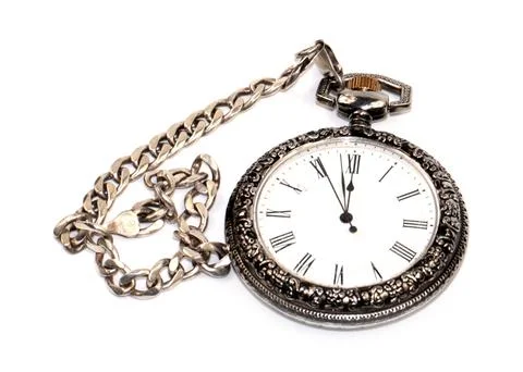 Watch in silver case Stock Photos
