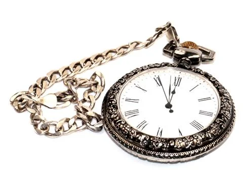 Watch in silver case Stock Photos
