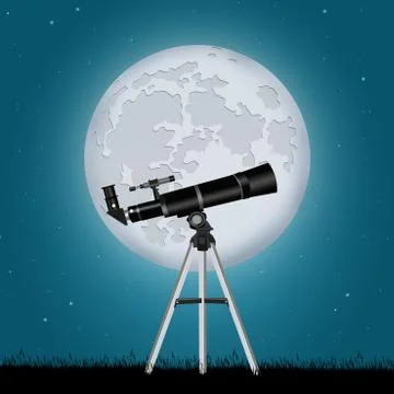 Watch the sky with telescope Stock Illustration
