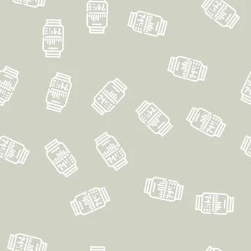 Watch stress control line vector seamless pattern Stock Illustration