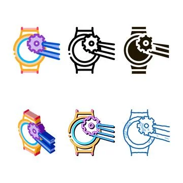 Watch styles change gear icon vector outline Stock Illustration