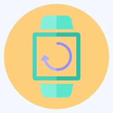 Watch Sync Icon in trendy flat style isolated on soft blue background Stock Illustration