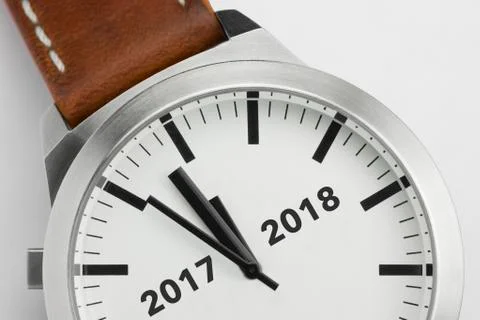 Watch with text 2017 2018. Stock Photos