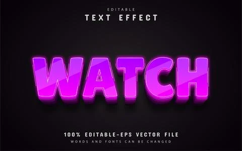 Watch text, purple 3d text effect Stock Illustration