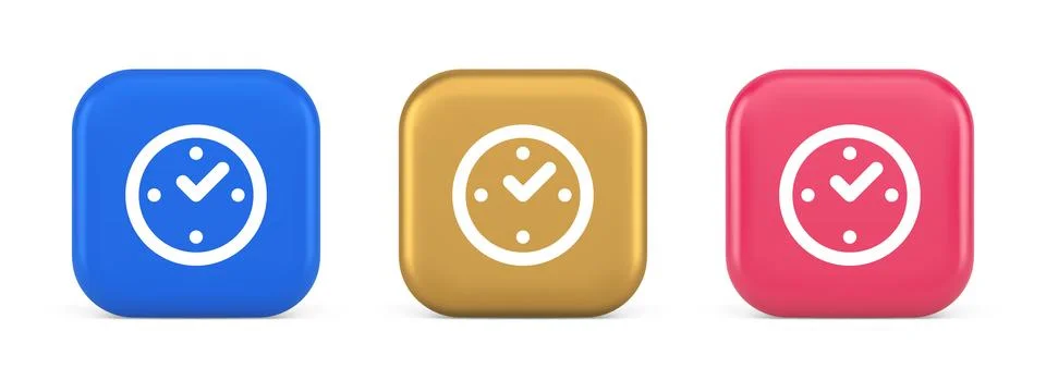 Watch time control button alarm clock deadline checking web app design 3d r.. Stock Illustration