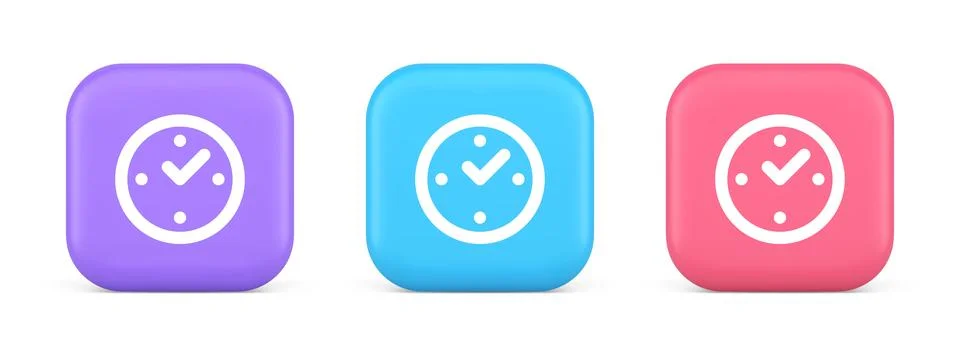 Watch time control button alarm clock deadline checking web app design 3d r.. Stockillustratie