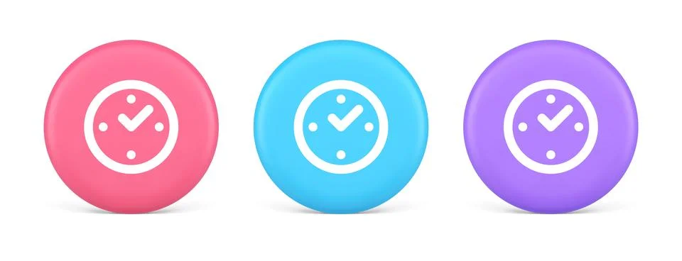 Watch time control button alarm clock deadline checking web app design 3d rea Stockillustratie