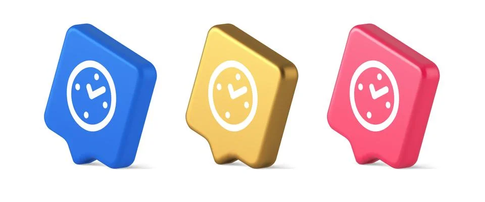 Watch time control button alarm clock deadline checking web app design 3d r.. Illustrazione stock
