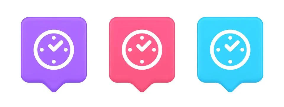 Watch time control button alarm clock deadline checking web app design 3d rea Illustrazione stock