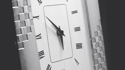 Watch time lapse from 5:45 to 6:45 in 15 seconds Black&amp;white Stock Footage 73011283