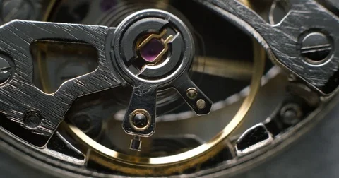 Watch tourbillon rotating macro slowmotion Stock Footage 79899554