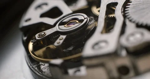 Watch tourbillon rotating macro slowmotion Stock Footage 79900402