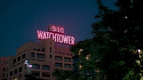 Watch tower clock in Dumbo at night Video stock 79849632