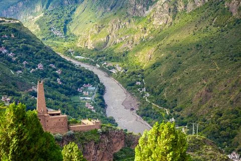 Watch tower in Danba Stock Photos