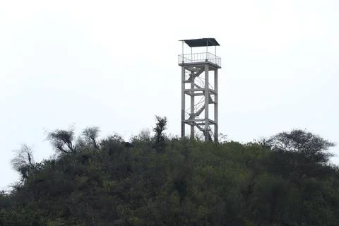 Watch tower on hill. Stock Photos