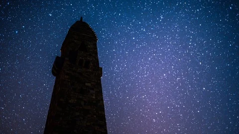 Watch Tower milky way average plan Stock Footage 130145816