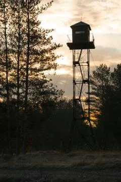 Watch tower at sunrise Stock Photos