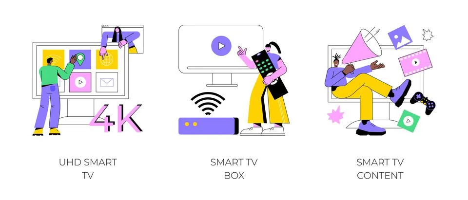 Watch TV abstract concept vector illustrations. Stock Illustration