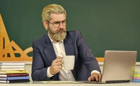 Watch video for step by step tutorial. Handsome man use modern technology Stock Photos