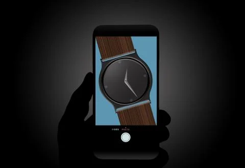 Watch vs. Cell phone is the theme of this illustration of a wristwatch seen o Stock Illustration