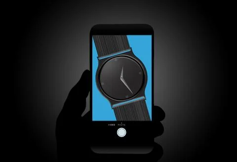 Watch vs. Cell phone is the theme of this illustration of a wristwatch seen o Stock Illustration